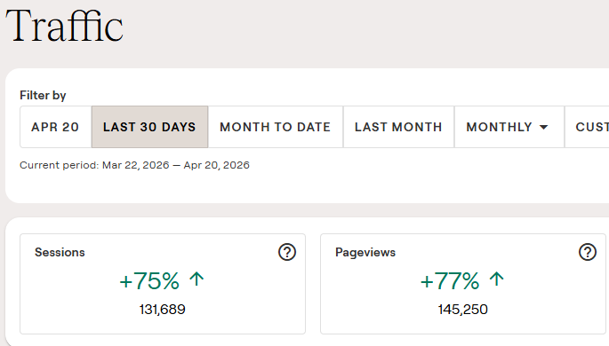 Website traffic screenshot